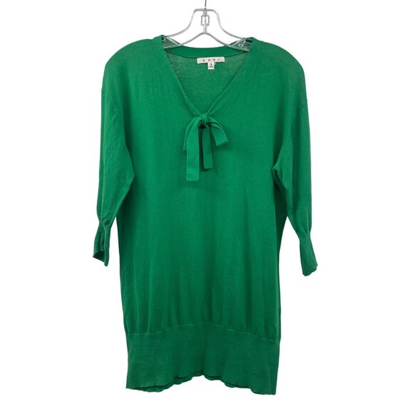 Cabi Womens Lightweight Tunic Sweater 3/4 Sleeve Green Size Small Bow - Picture 1 of 9
